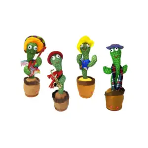 Muñeco cactus bailarín con luz, sonido y diseño tipo vaquero con somb…
