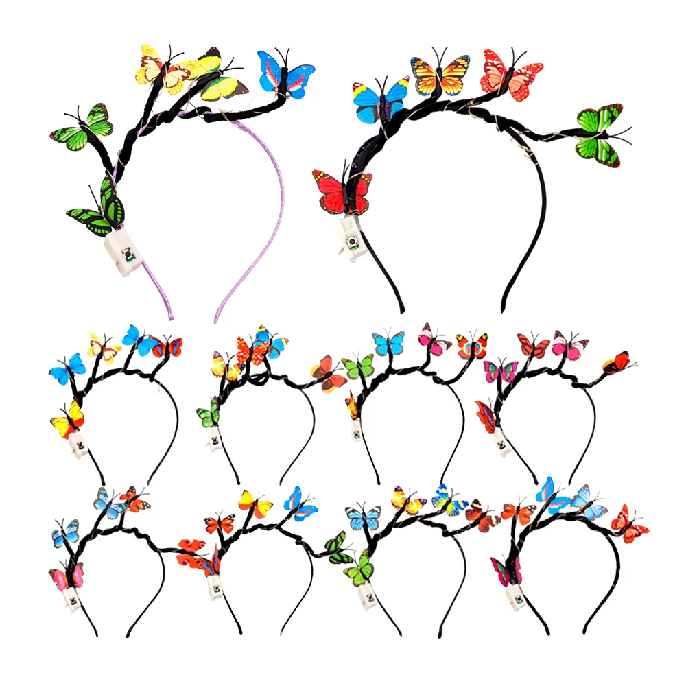 Diadema de plastico con mariposas y luz led, variedad de colores y di…