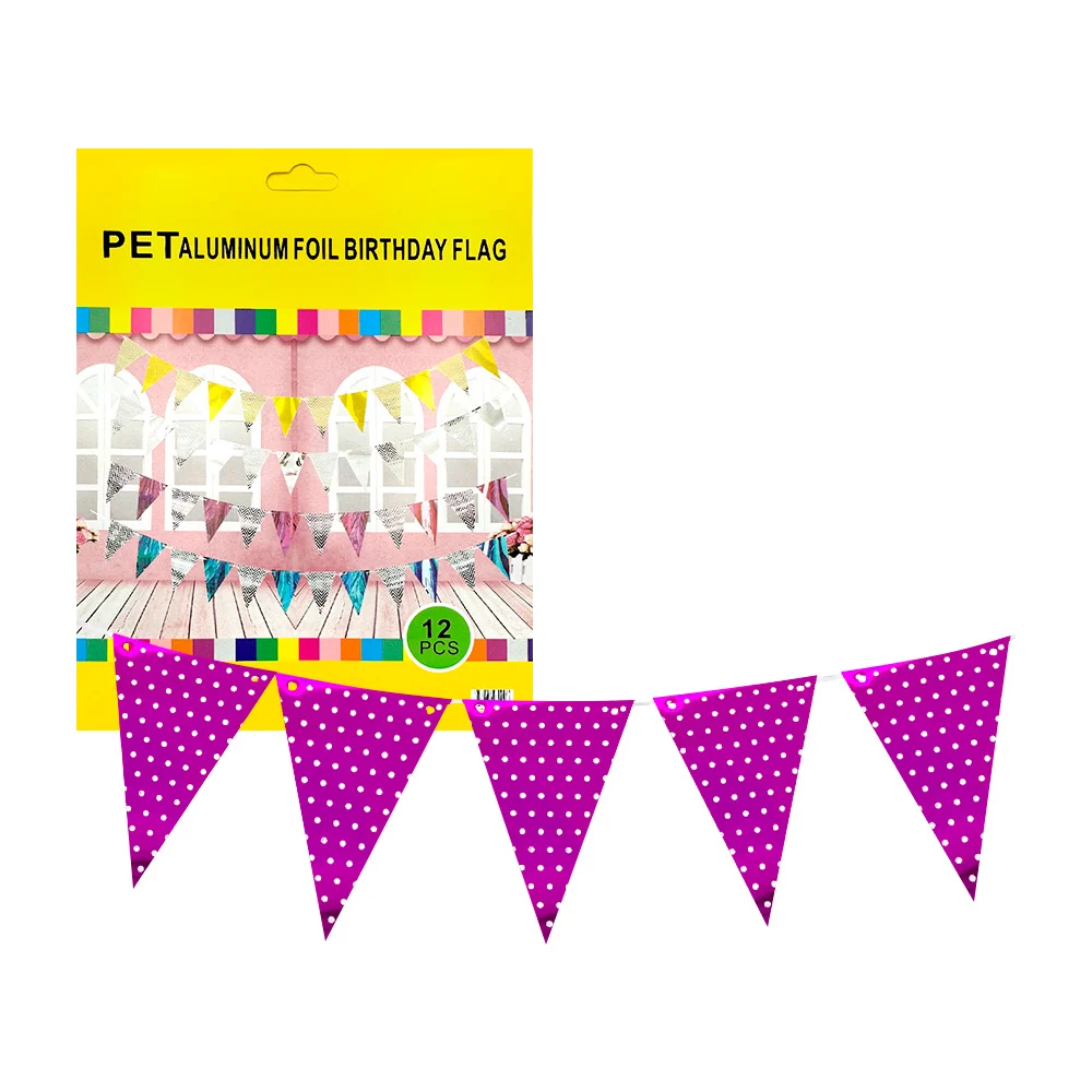 Banderín triangular decorativo con 12 pzas, efecto metálico y diseño …