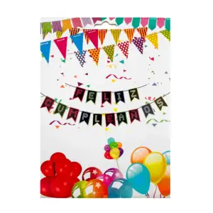 Banderín de 15 pzas con frase felíz cumpleaños, letras de puntos y ma…