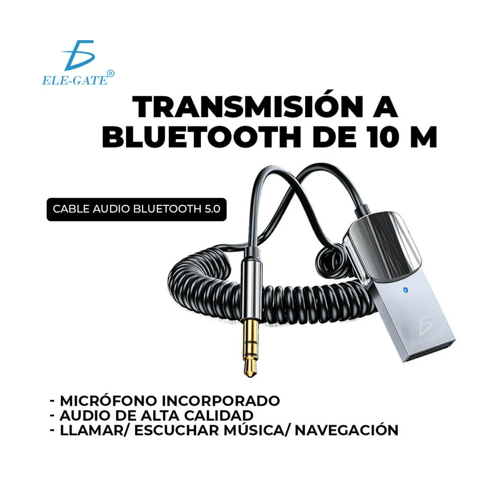 Adaptador receptor transmisor usb ele-gate bluetooth con entrada auxi…