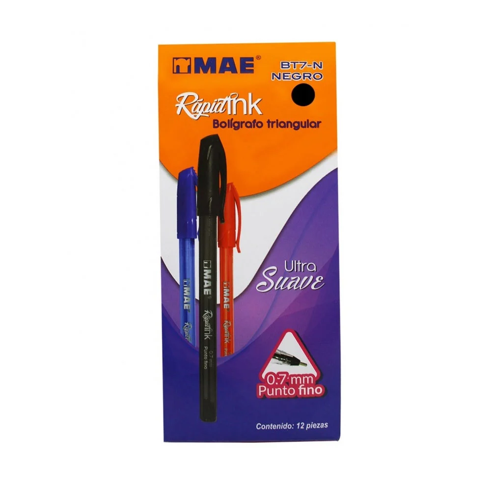 Caja con 12 plumas bolígrafos triangulares mae de punta fina en color…