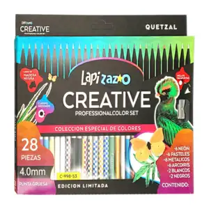 Caja con 28 lápices profesionales de colores neón, pastel, metálico y…