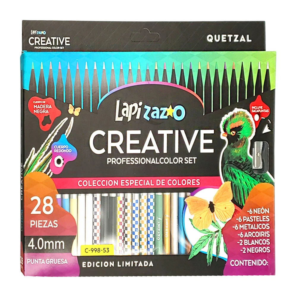 Caja con 28 lápices profesionales de colores neón, pastel, metálico y…