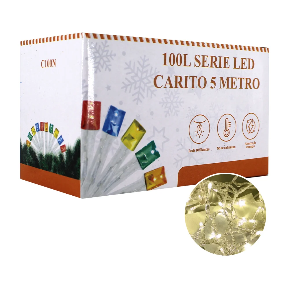 Serie de cable transparente, 5 metros con 100 luces led de tono cálid…
