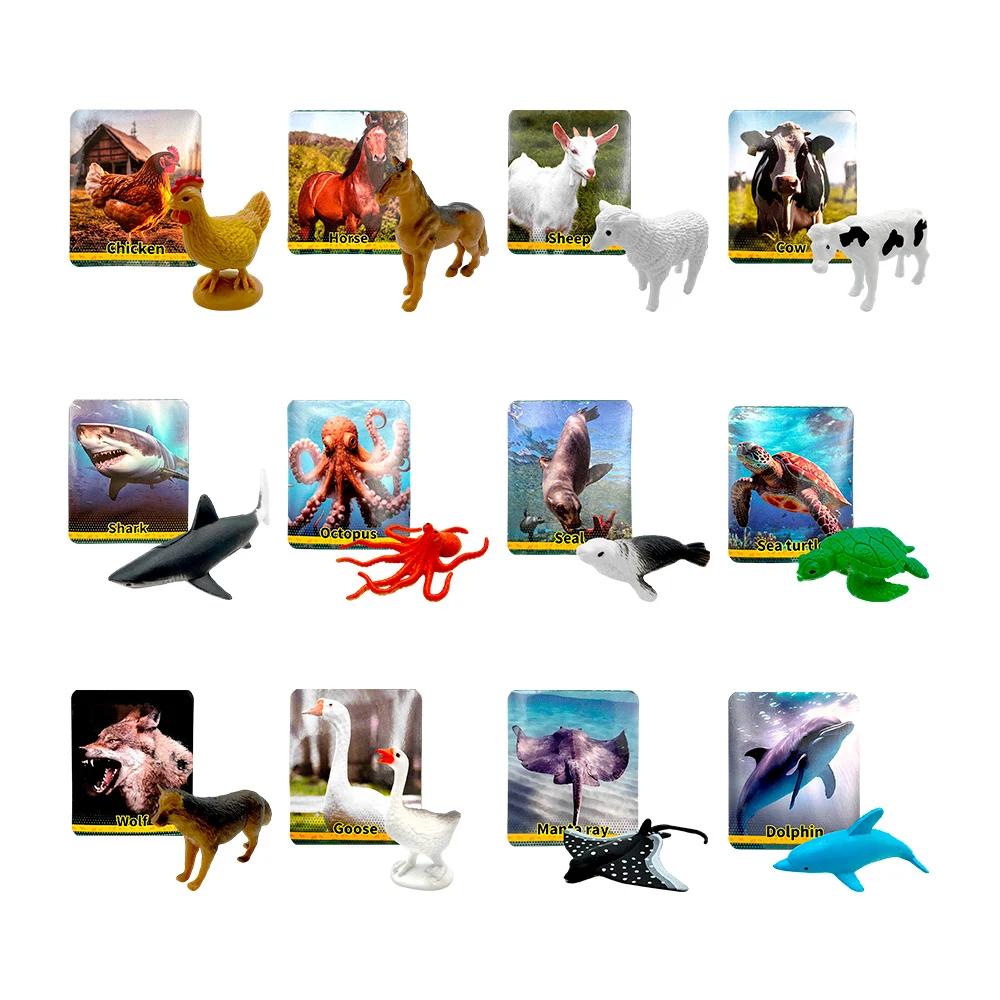 Blíster individual de cartas, con figuras de animales marinos o terre…