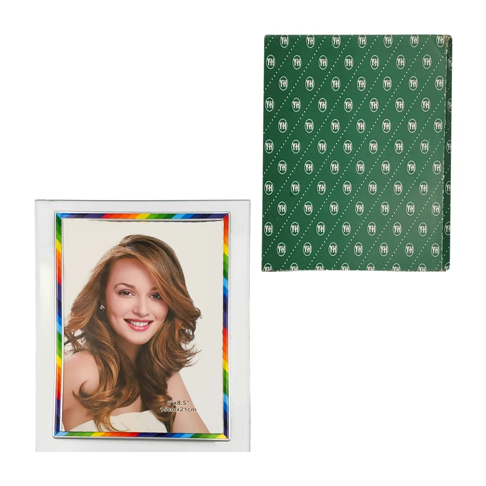 Portarretrato de cristal con marco decorativo multicolor 15x21cm - 6x…
