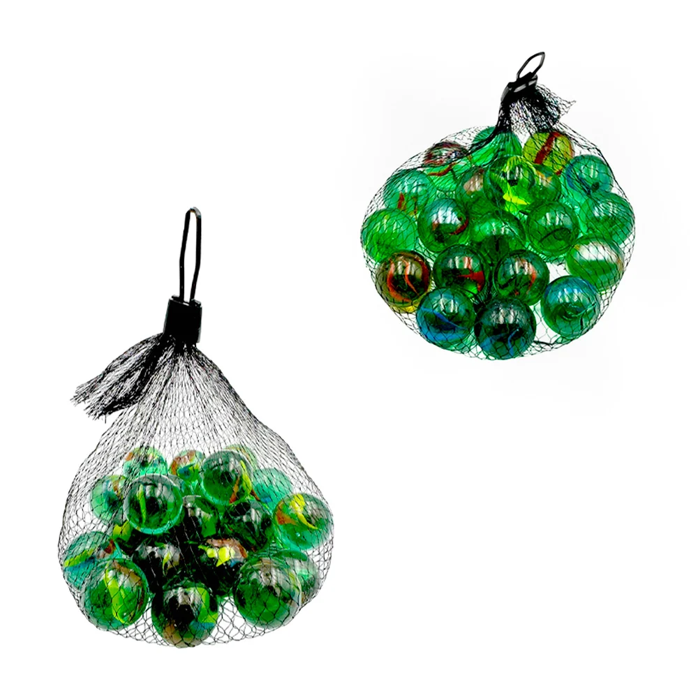 Bolsa tipo costal de malla con 20 canicas grandes transparentes / c20…