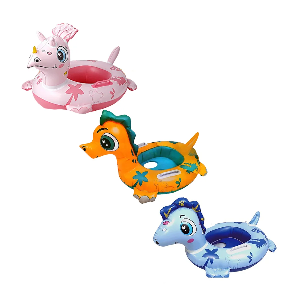 1pza Salvavidas inflable con agarraderas y forma de dinosaurio animad…