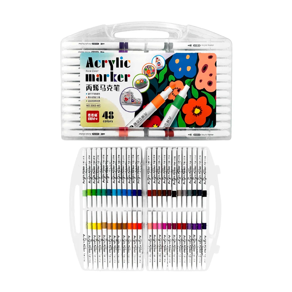 Estuche con 48 plumones acrílicos de colores / acrylic marker / 3303-…