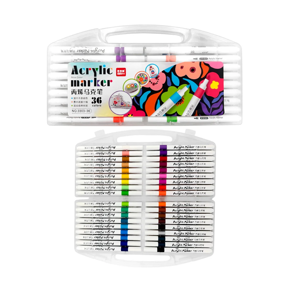 Estuche con 36 plumones acrílicos de colores / acrylic marker / 3303-…