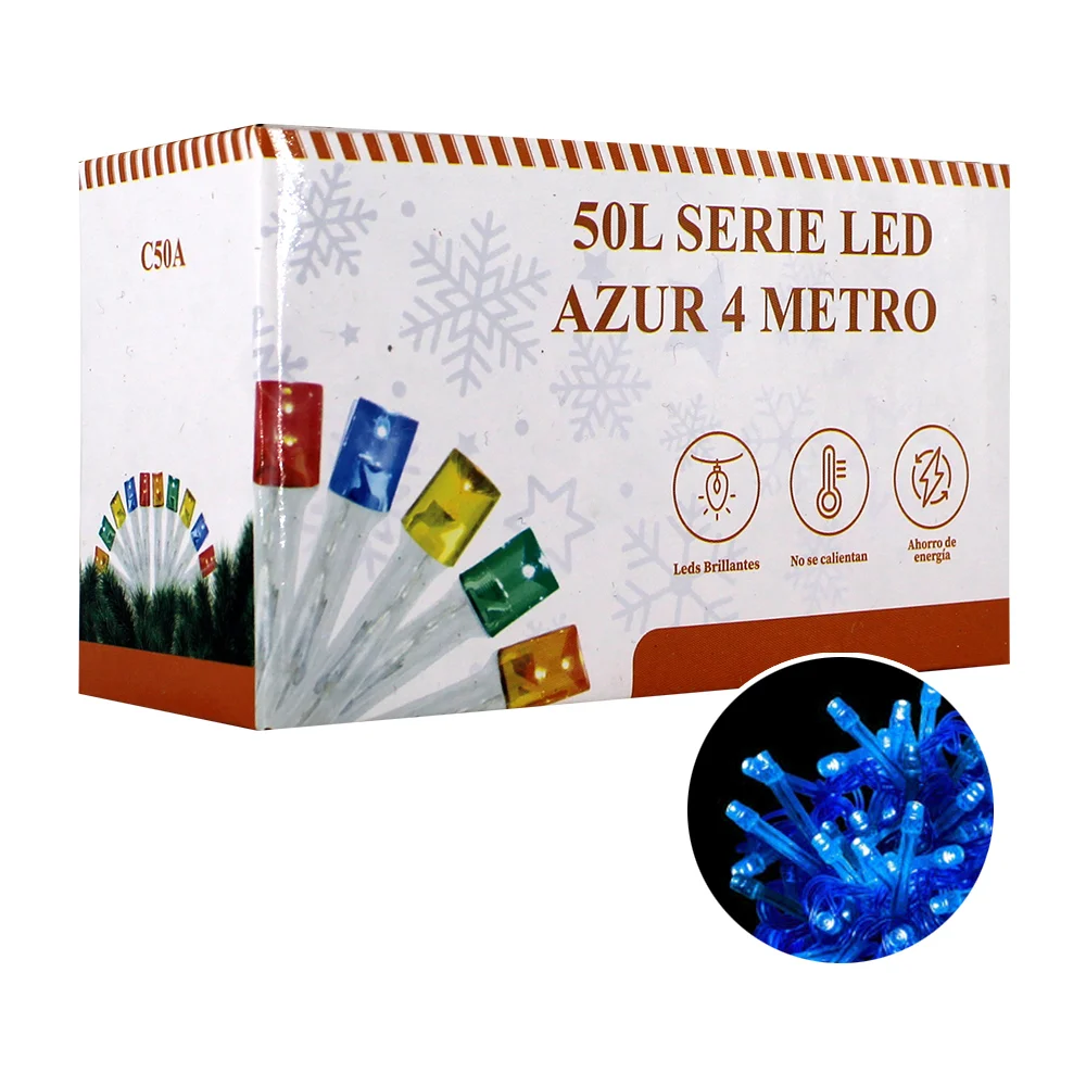 Serie de cable transparente, 4 metros con 50 luces led de color azul …
