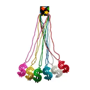 Paquete con 6 collares de bolitas con forma de dólar - dinero para fi…