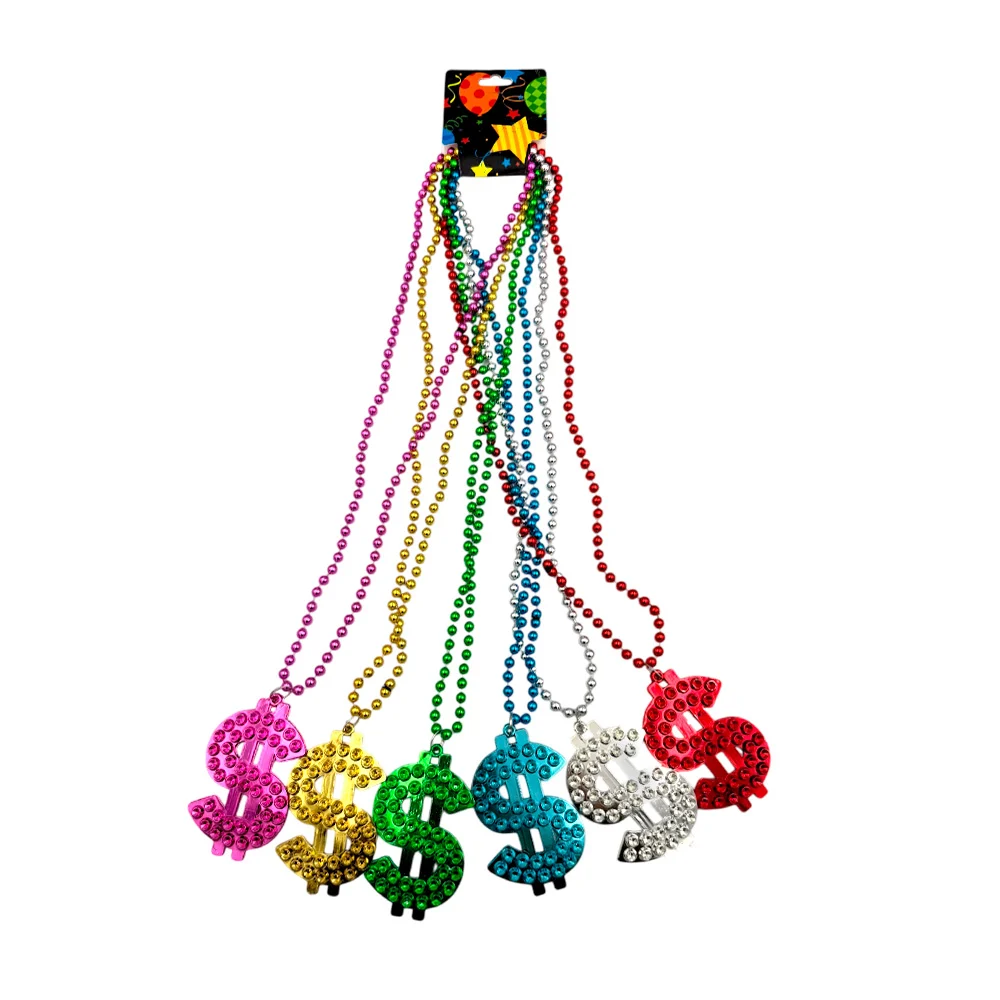 Paquete con 6 collares de bolitas con forma de dólar - dinero para fi…