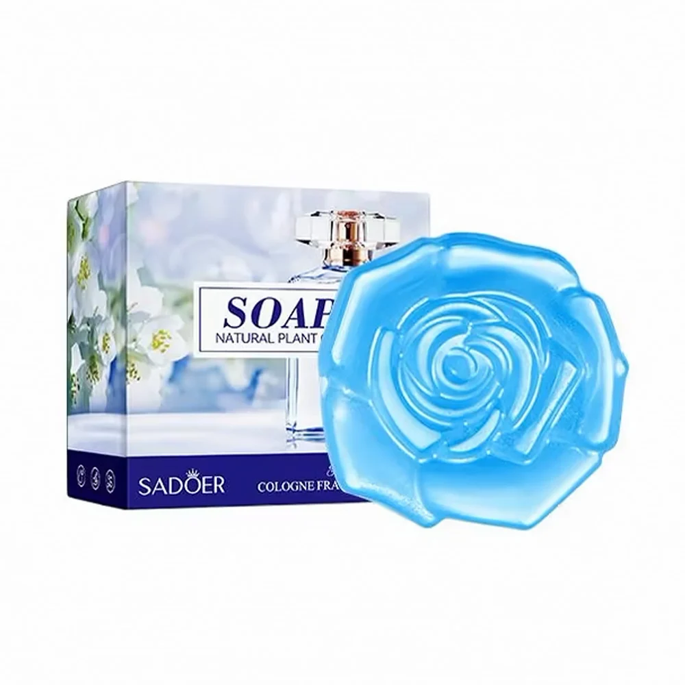 Jabón dérmico en forma de rosa con fragancia y bolsita de malla / sad…