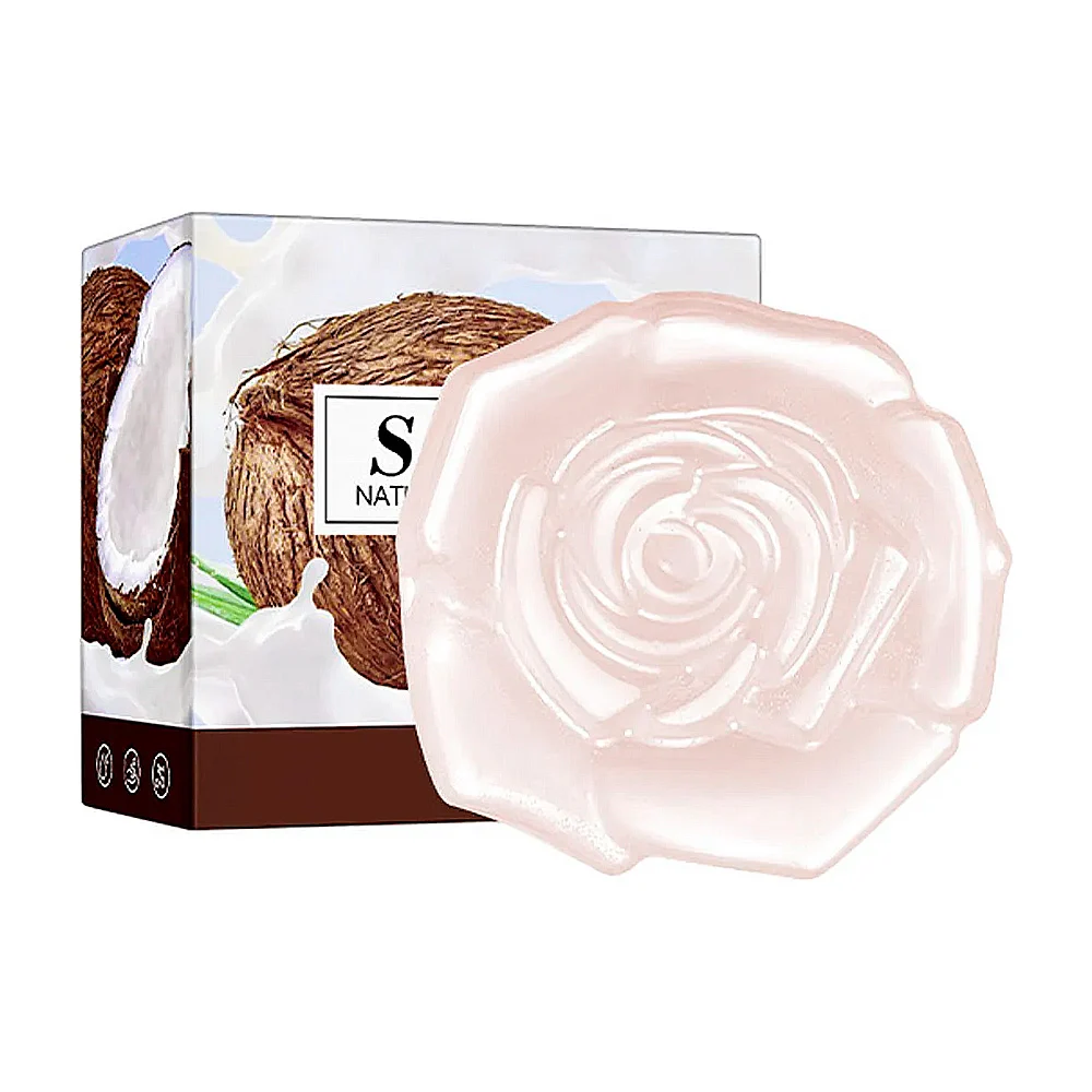 Jabón dérmico en forma de rosa con fragancia de coco y bolsita de mal…
