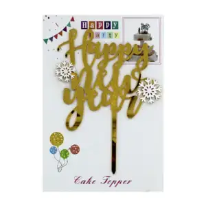 1pza Cake topper happy new year con decoración copo de nieve / happy …
