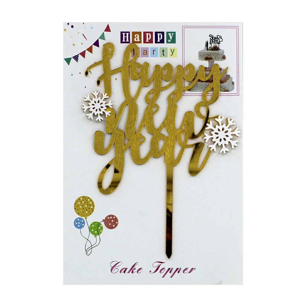 1pza Cake topper happy new year con decoración copo de nieve / happy …