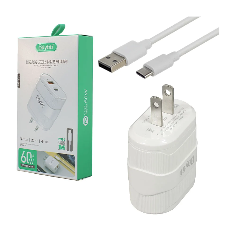 Combo cargador buytiti con cable tipo c, carga rápida de 30w, usb 3.1…