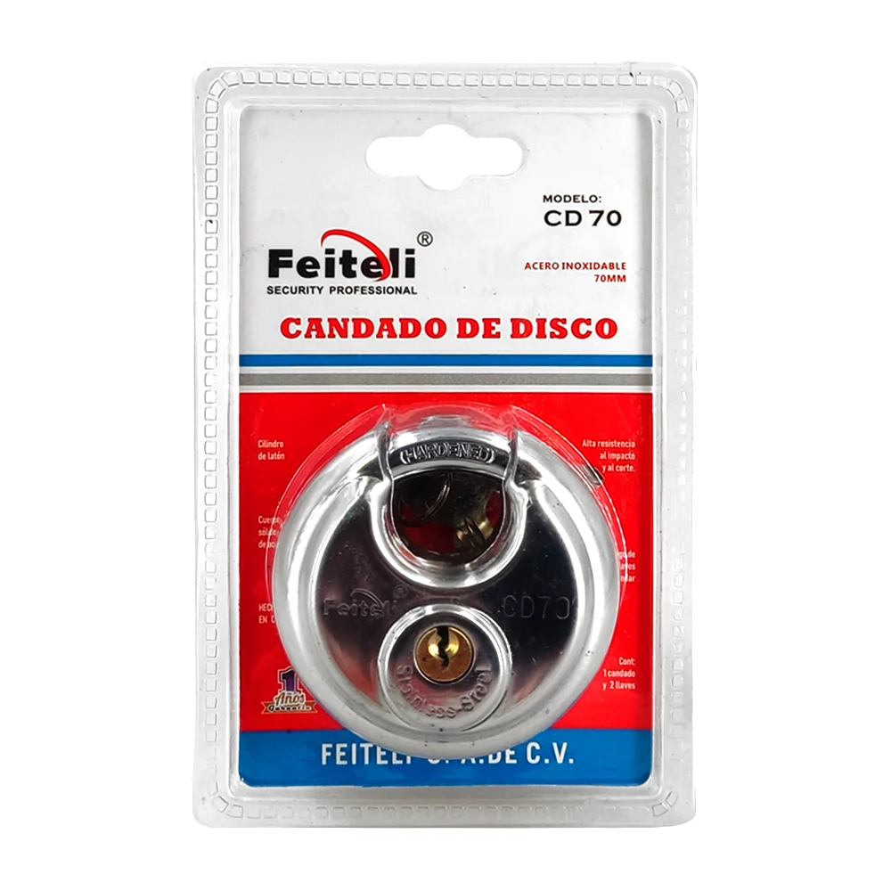 Candado de disco, 70mm de acero inoxidable, uso rudo resistente al co…