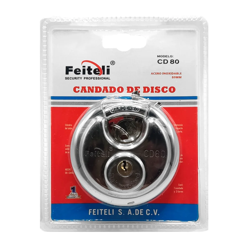 Candado de disco, 80mm de acero inoxidable, uso rudo resistente al co…