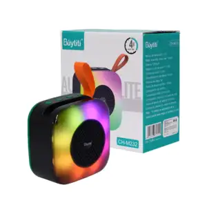Bocina buytiti bluetooth cuadrada pequeña con luz rgb, ranura para so…