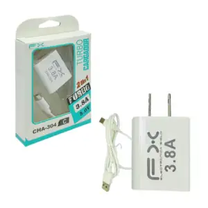 Combo cargador con cubo 3.8a y cable con entrada tipo c / cha-304