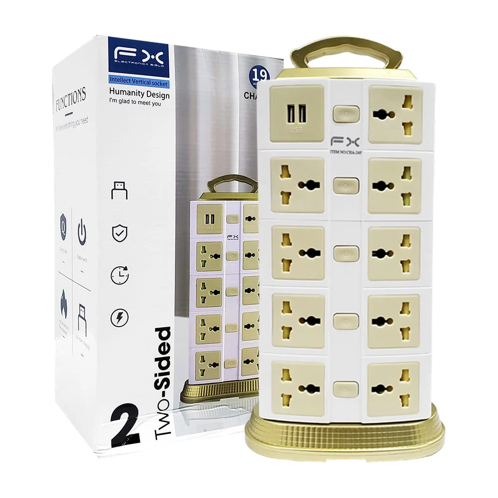 Torre multicontacto rectangular con 19 entradas trifásicas y 2 puerto…