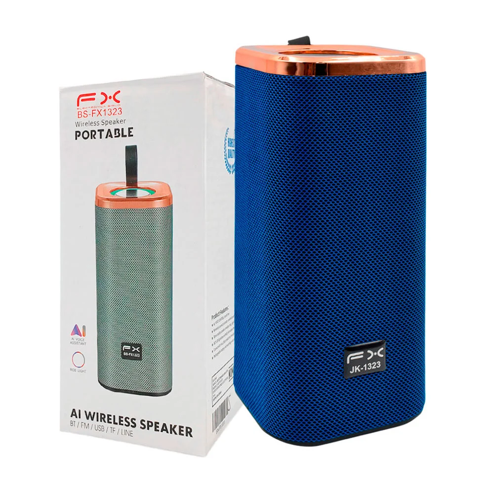 Bocina bluetooth fx rectangular con luces rgb, puerto usb y sd, varie…