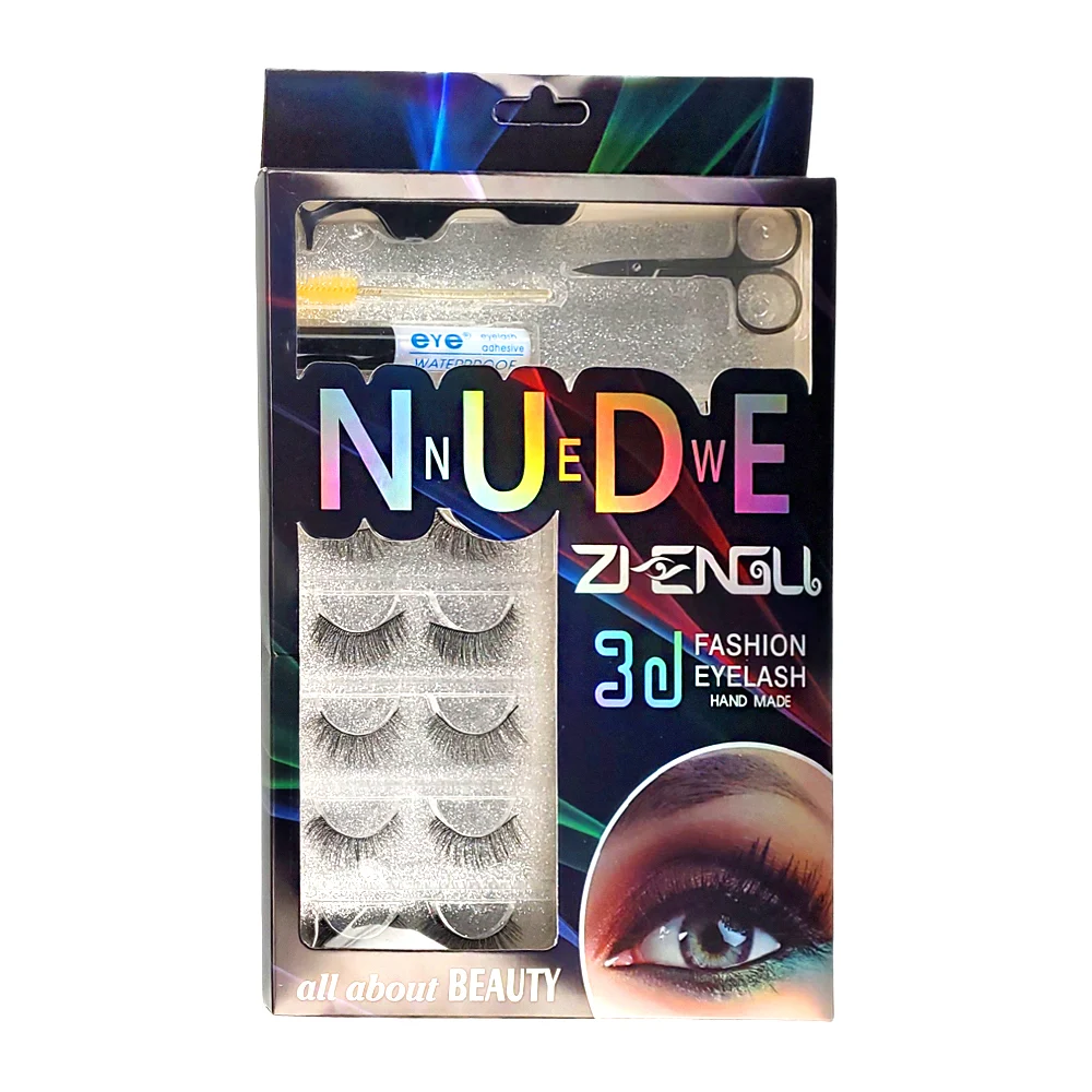 Paquete con juego de 10 pestañas postizas y 56 pestañas 1x1 con efect…