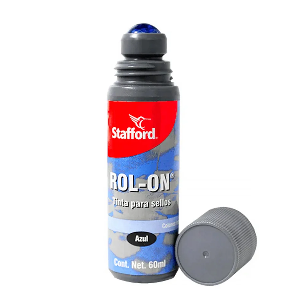 Tinta para sellos stafford en rol-on 60ml, color azul / tinta roll-on…