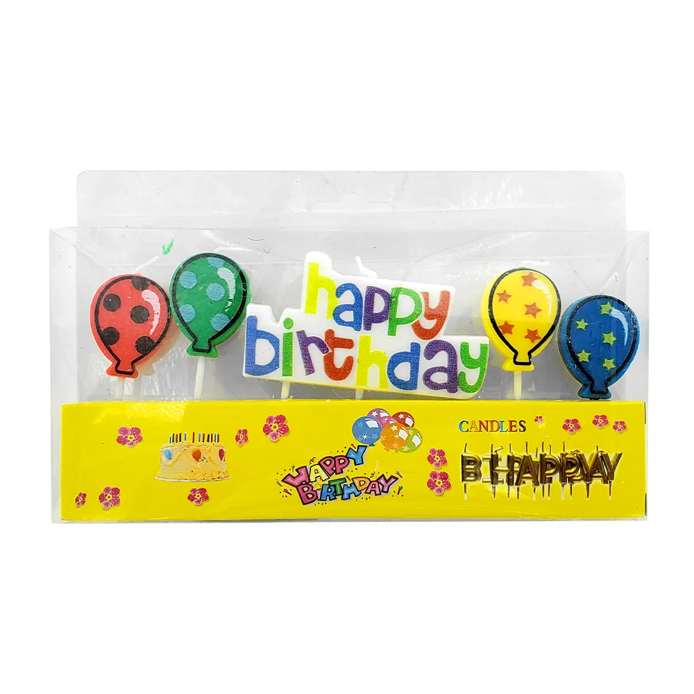 Paquete vela con frase happy birthday y 4 velas con forma de globo / …