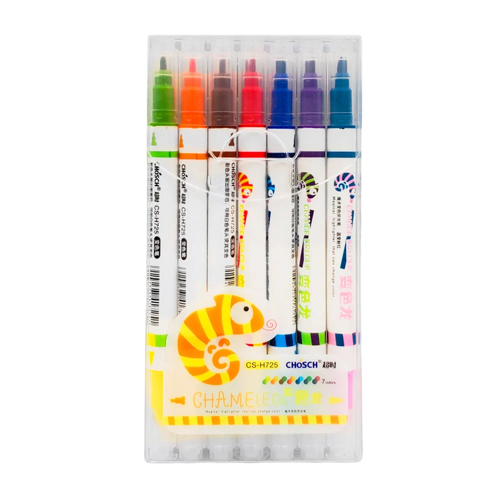 Paquete con 7 plumones de colores con punta doble / chameleon / cs-h7…