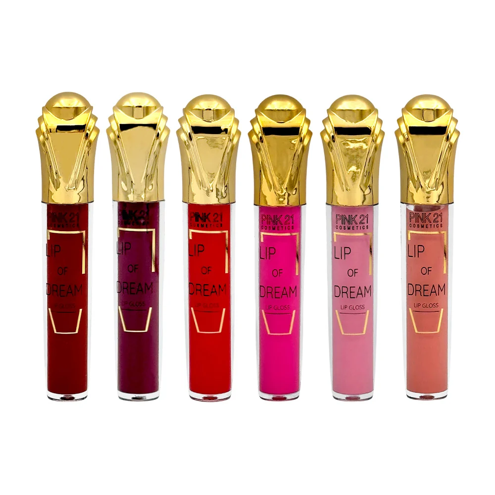 1pza brillo labial - lip gloss con aplicador diseño dorado, 5ml, vari…