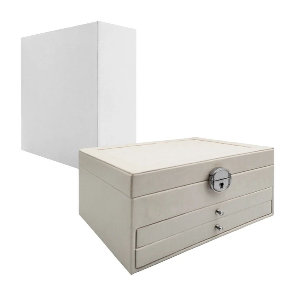 Organizador joyero / alhajero con forma rectangular con llave, 2 cajo…