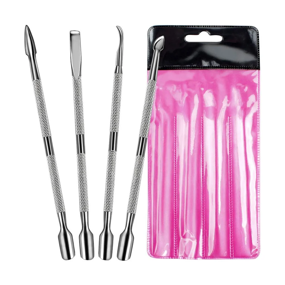 Paquete con 4 removedores metálicos para cuticula de doble punta para…