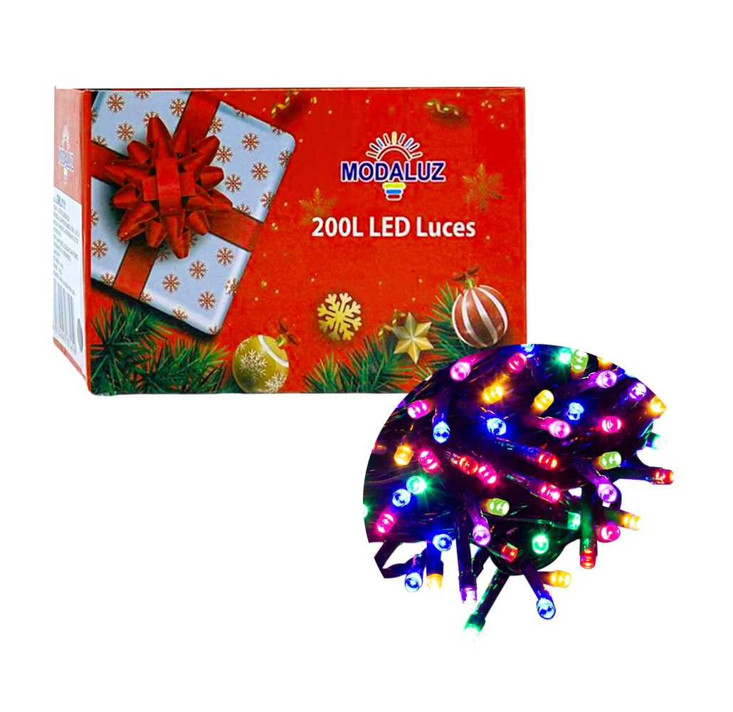 Serie con cable verde de 200 luces led rgb para decoración navideña, …