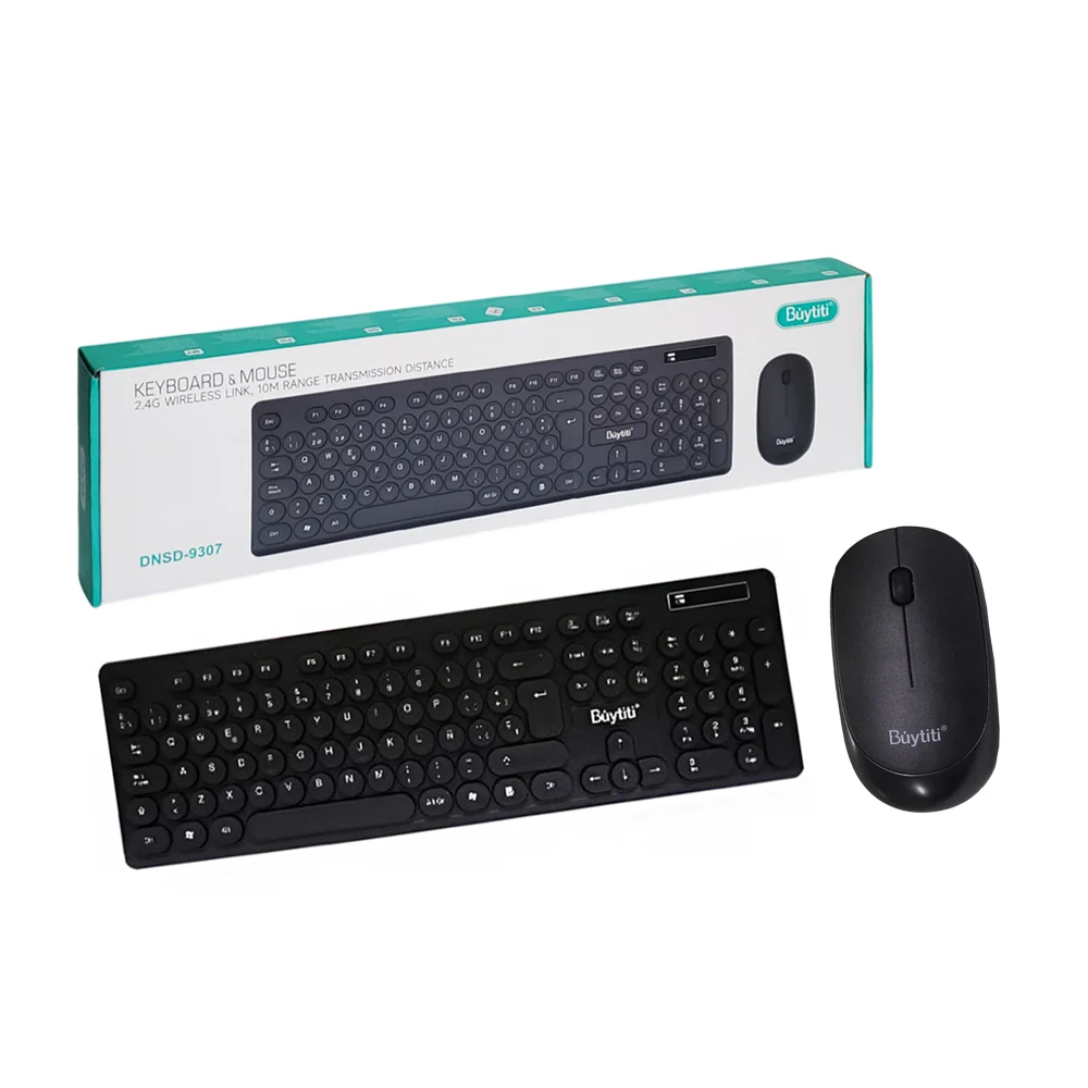 Combo teclado y mouse inalámbricos buytiti con teclas redondas, 2.4g …
