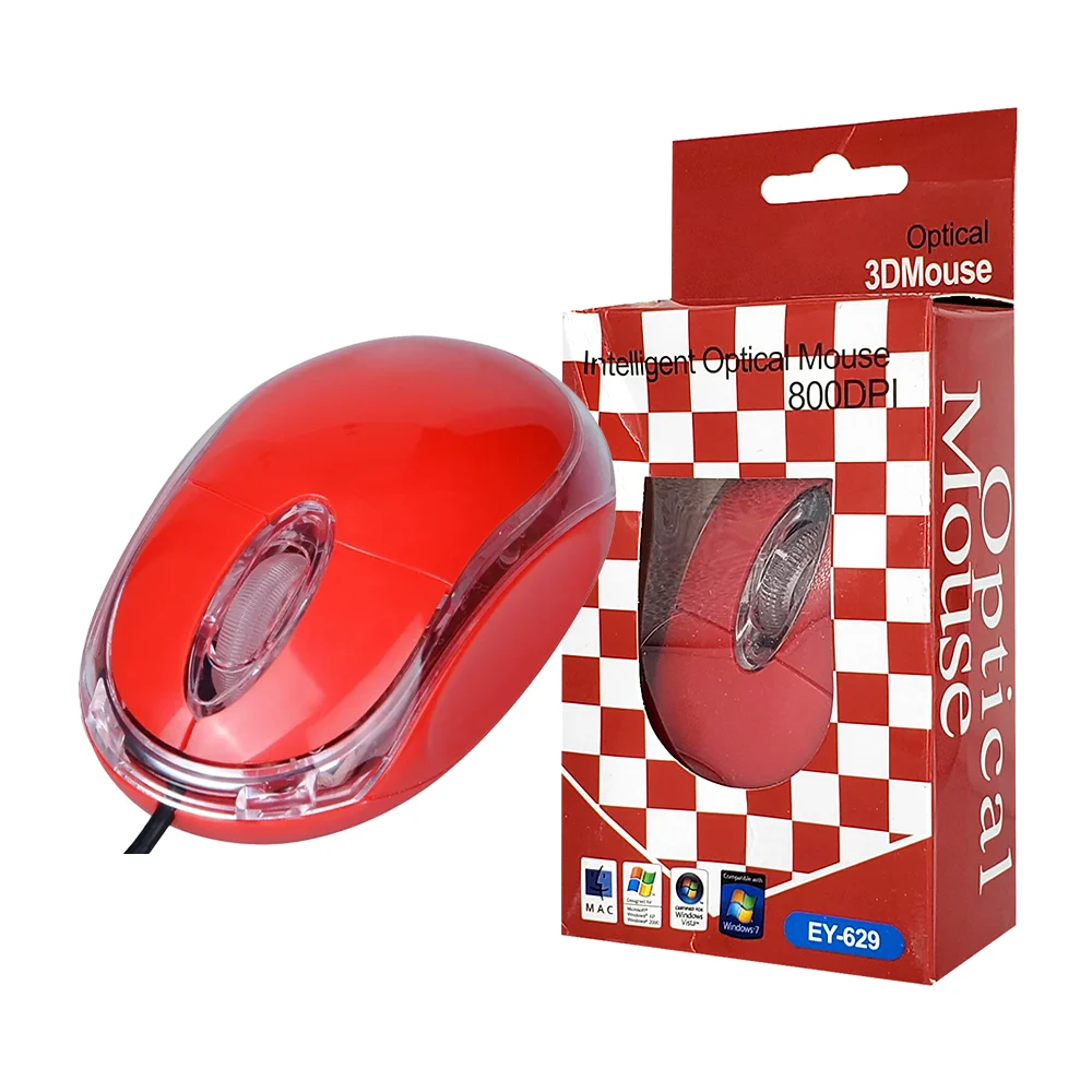 Mouse alámbrico óptico con luces rgb, 800dpi / intelligent optical mo…