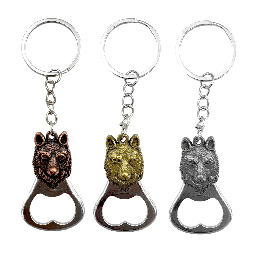 1pza Llavero destapador metálico en forma de lobo, variedad de colore…