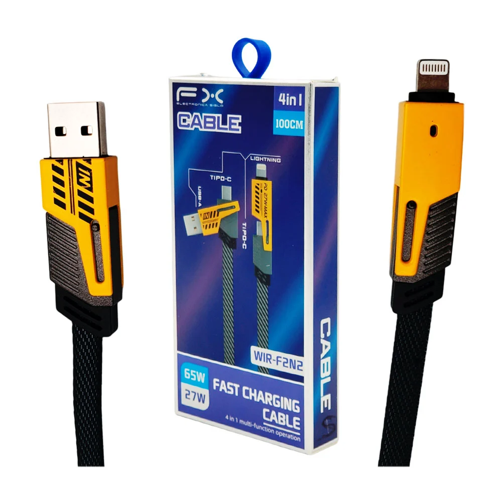 Cable cargador fx 4 en 1 con entrada lightning o tipo-c a usb o tipo-…