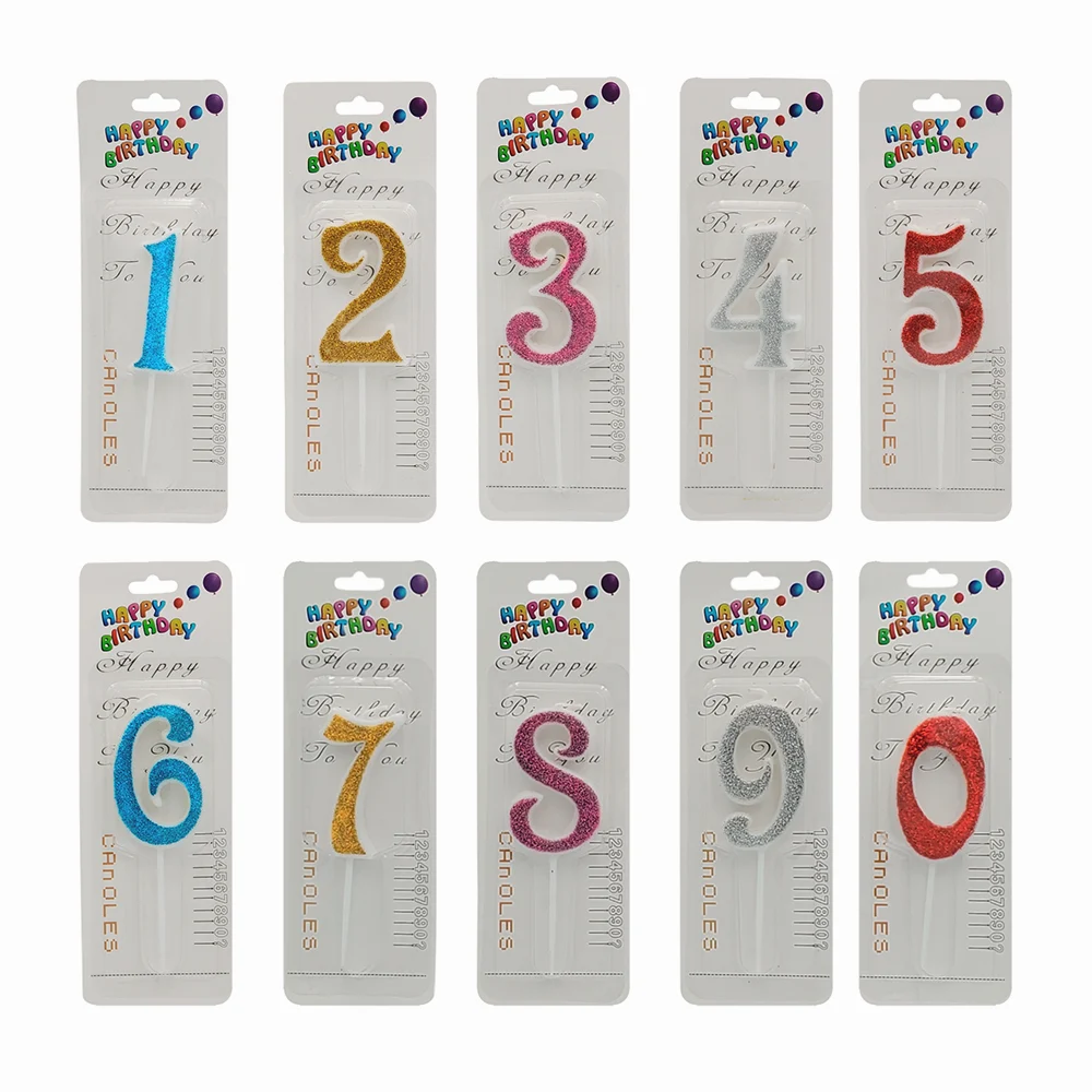 1pza Vela pequeña de cumpleaños en forma de número 0-9 con diamantina…
