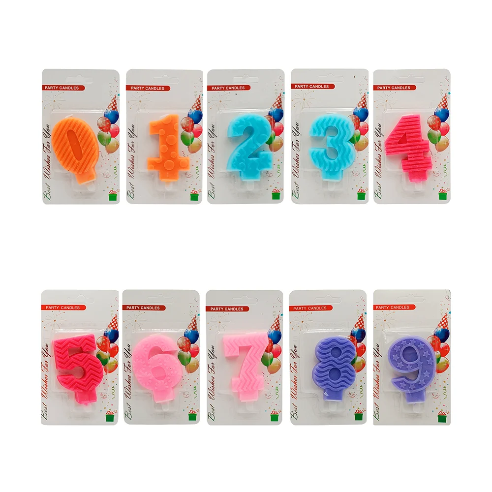 1pza Vela de cumpleaños en forma de número 0-9 con textura, variedad …