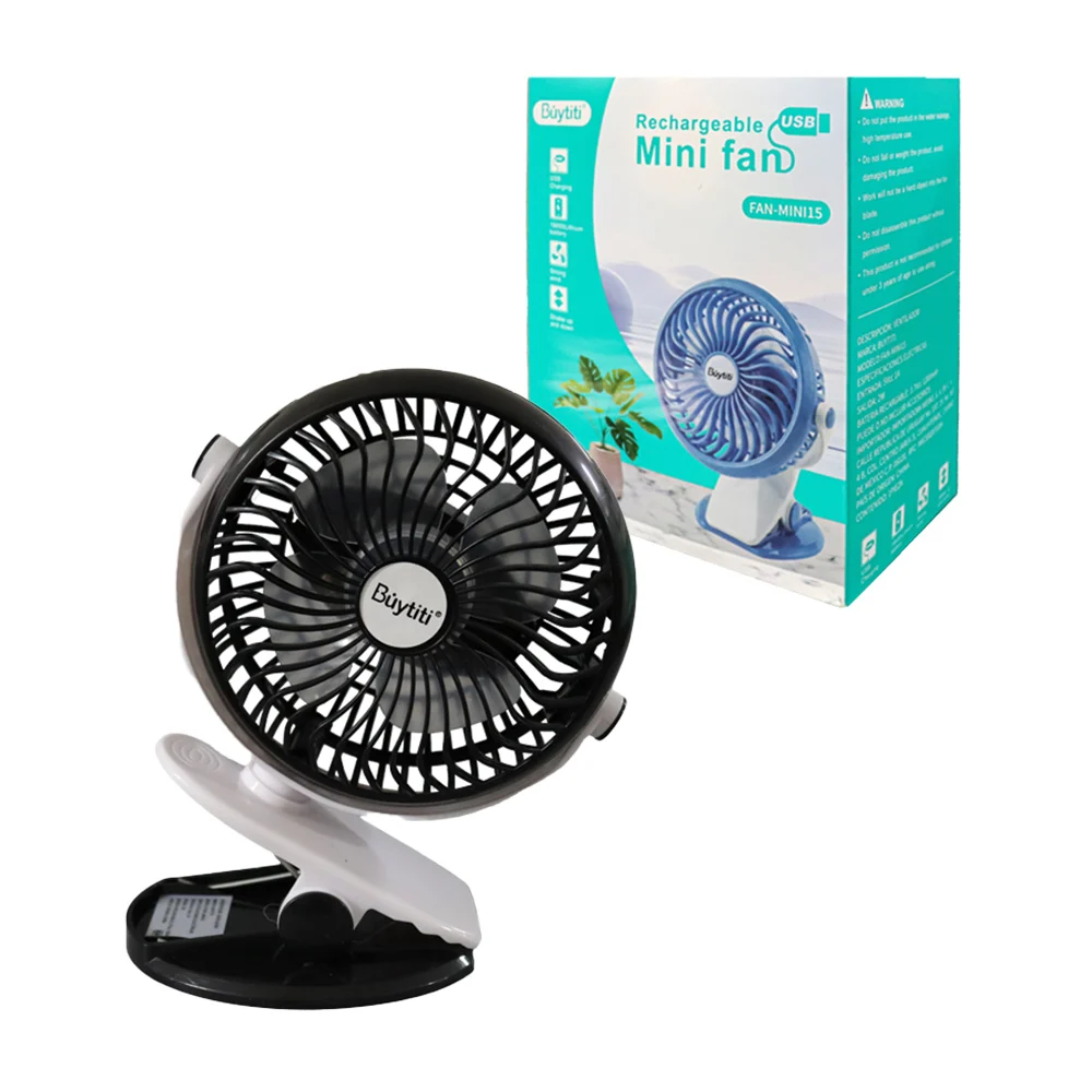 Ventilador portátil recargable buytiti con 4 aspas y base tipo clip p…