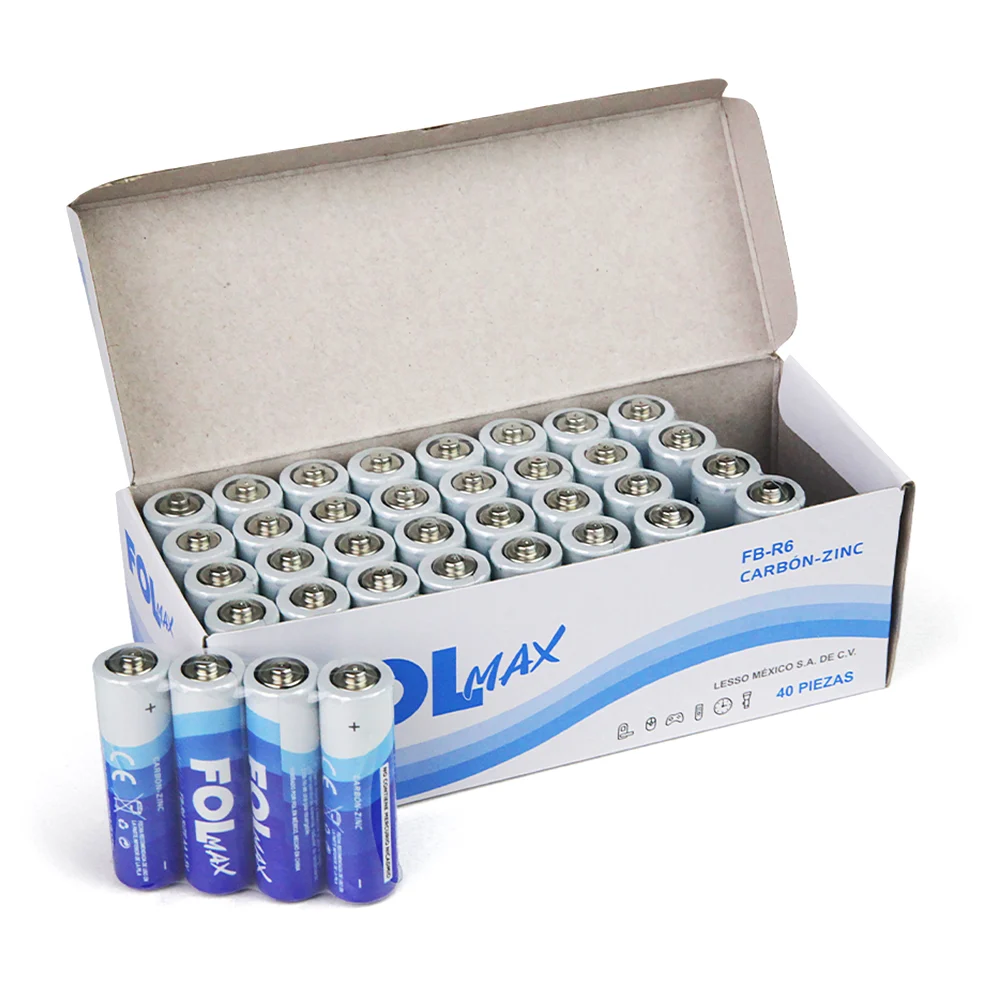 Caja con 40 pilas fol max doble a / fb-r6 / pila fol aa / folmax