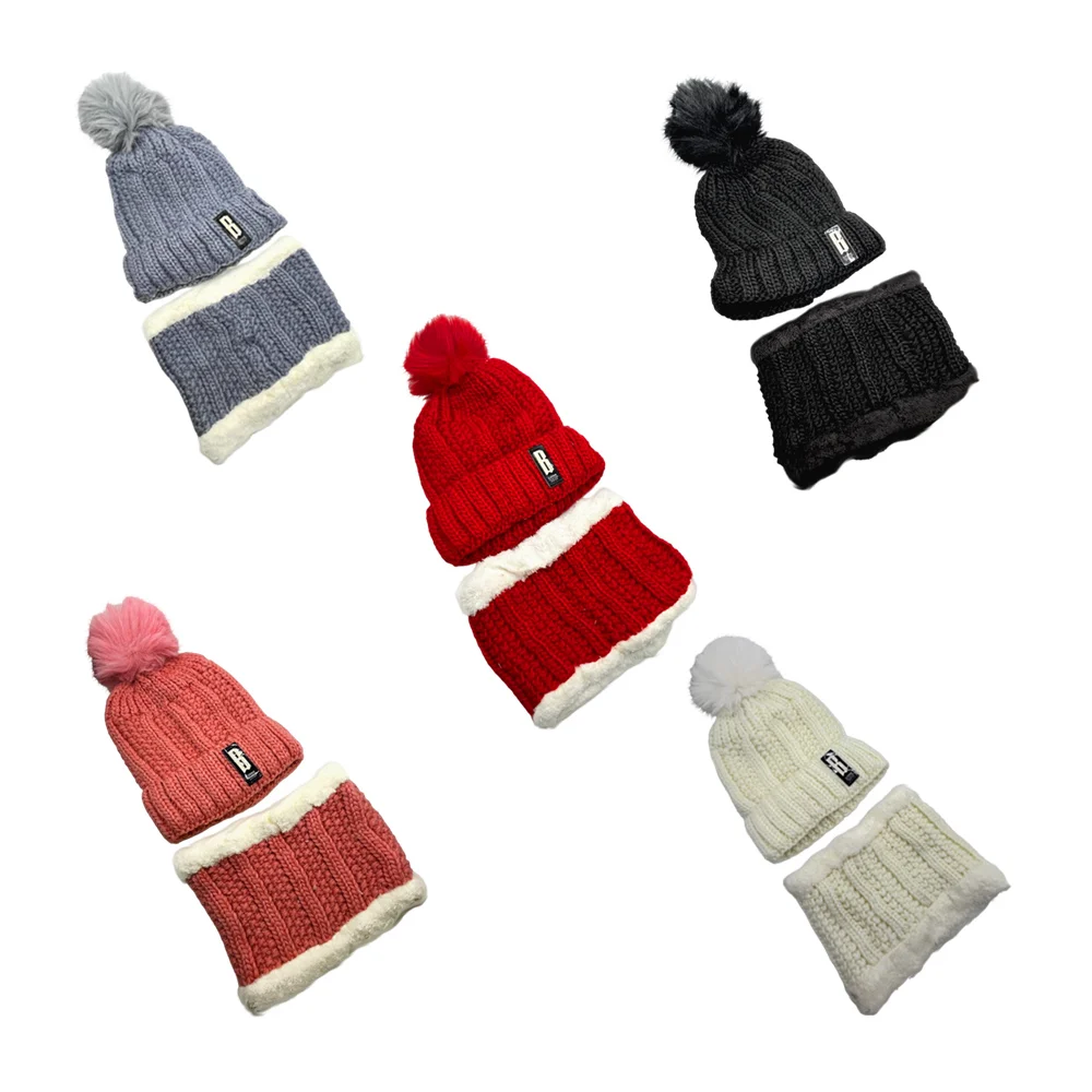 Juego de gorro y bufanda tipo collarin con diseño tejido + borrega y …