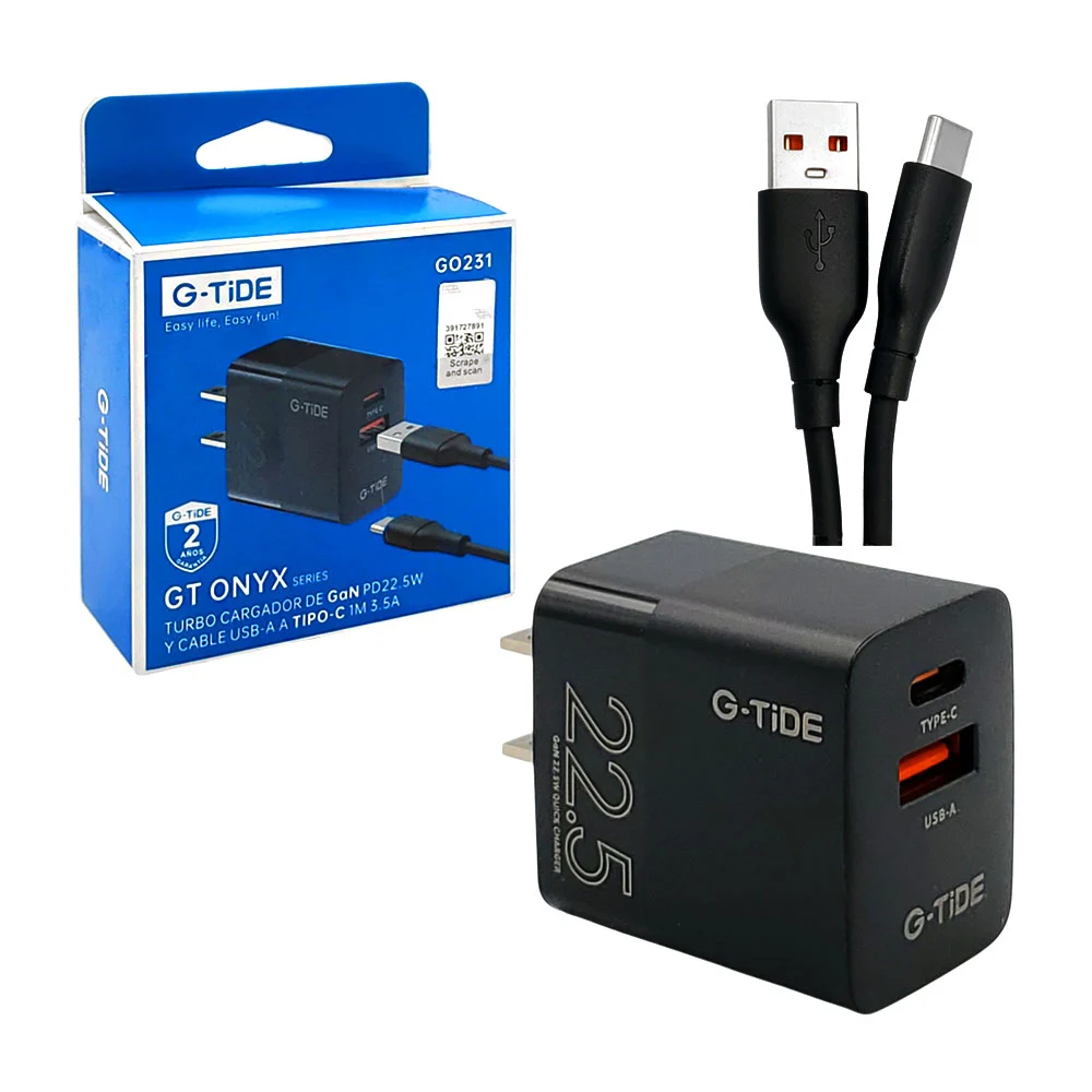 Cubo cargador g-tide con puerto usb-tipo c y cable con entrada usb a …