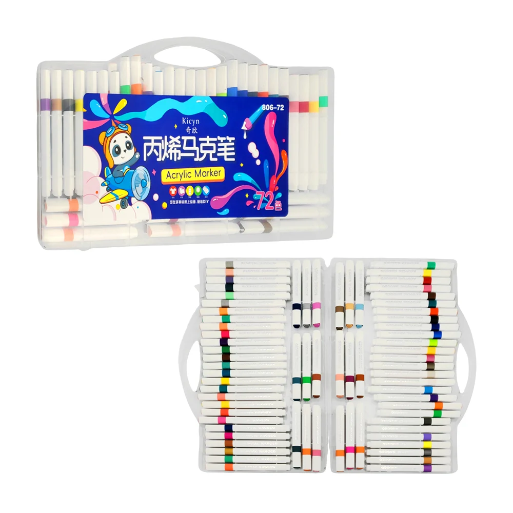 Estuche tipo maletín con 72 plumones - marcadores acrílicos de colore…
