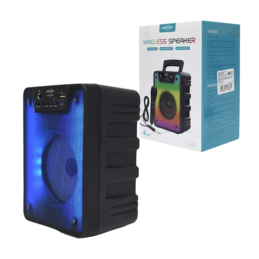 Bocina cuadrada gratnice de 4 pulgadas con luces rgb, micrófono alámb…