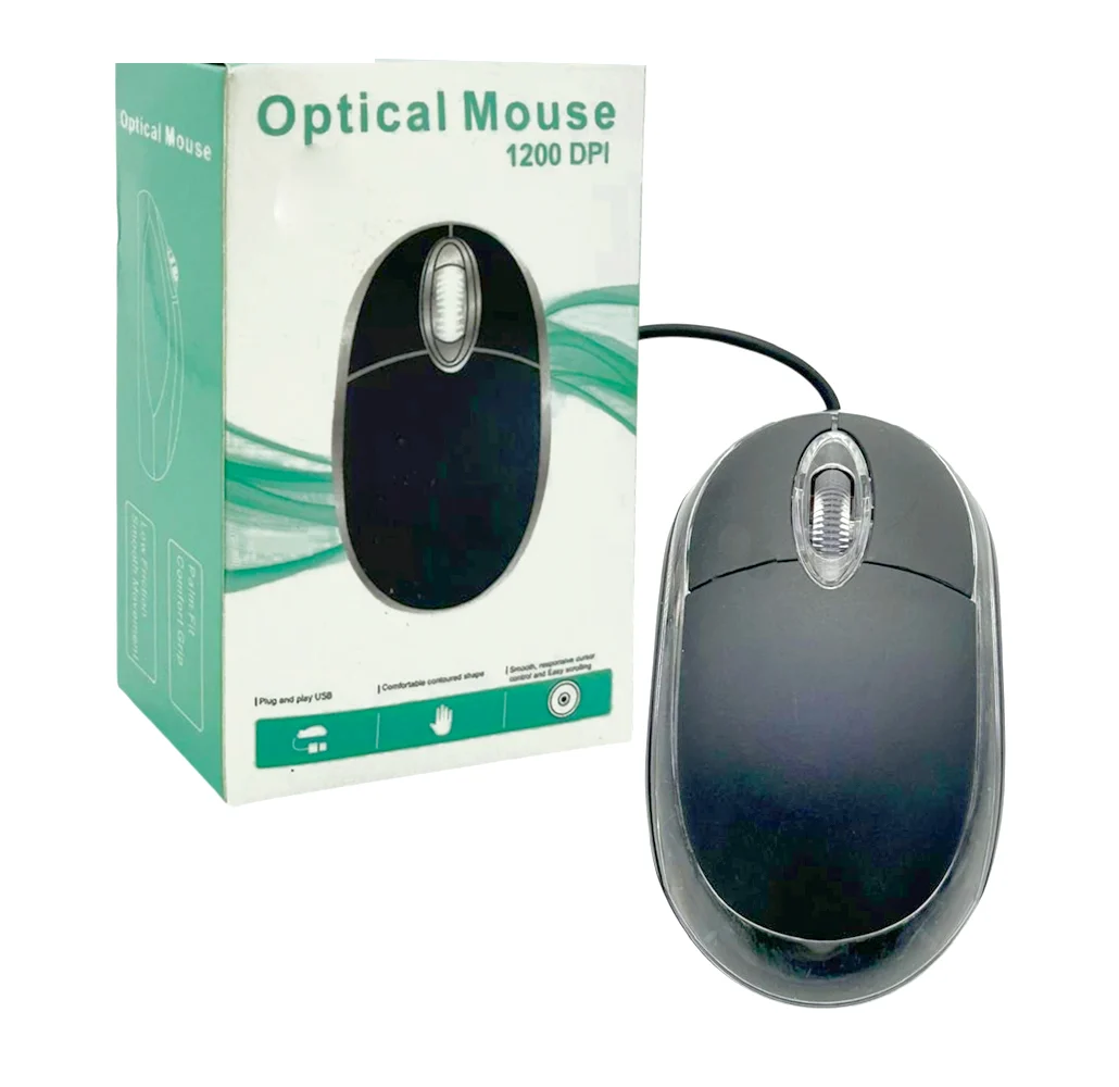 Mouse óptico alámbrico usb con 1200 dpi y luces led, variedad de colo…